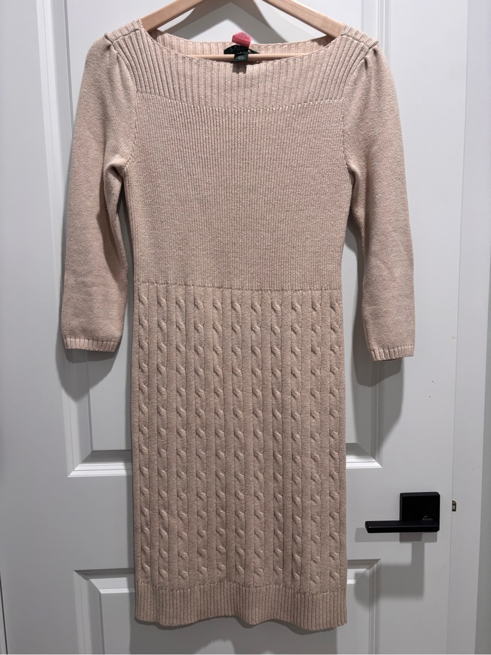 Lauren Ralph Lauren Beige Cable-Knit Midi Dress